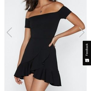 Black off the shoulder mini dress
